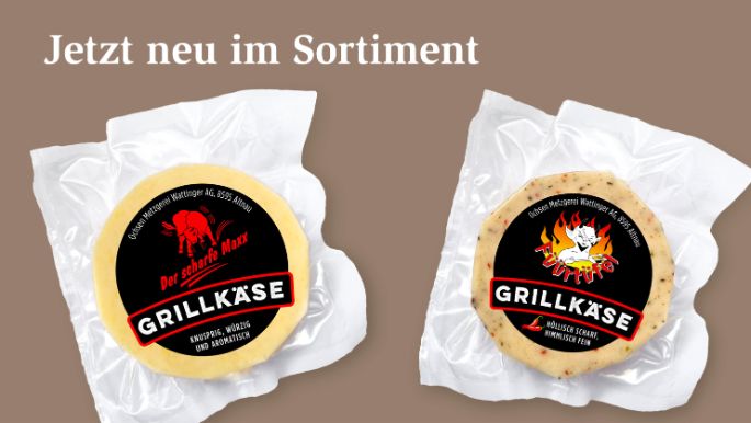 Ansicht der Grillkäsesorten der Käserei Studer